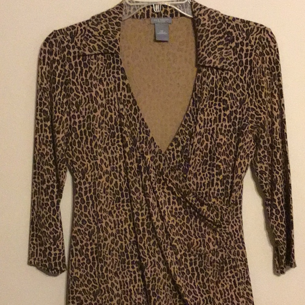 Ann Taylor Leopard Printed Top Medium Petite